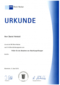 IHK-Berufung für die Abnahme von Abschlussprüfungen (1/2)