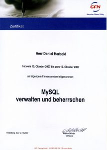 Teilnahme Schulung MySQL