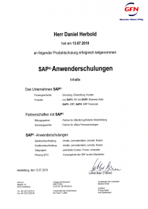 Teilnahme Schulung SAP