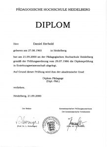 Diplomurkunde Dipl.-Päd. (Medien)